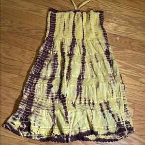 Yellow and Green Halter Sundress for Casual Resort Wear